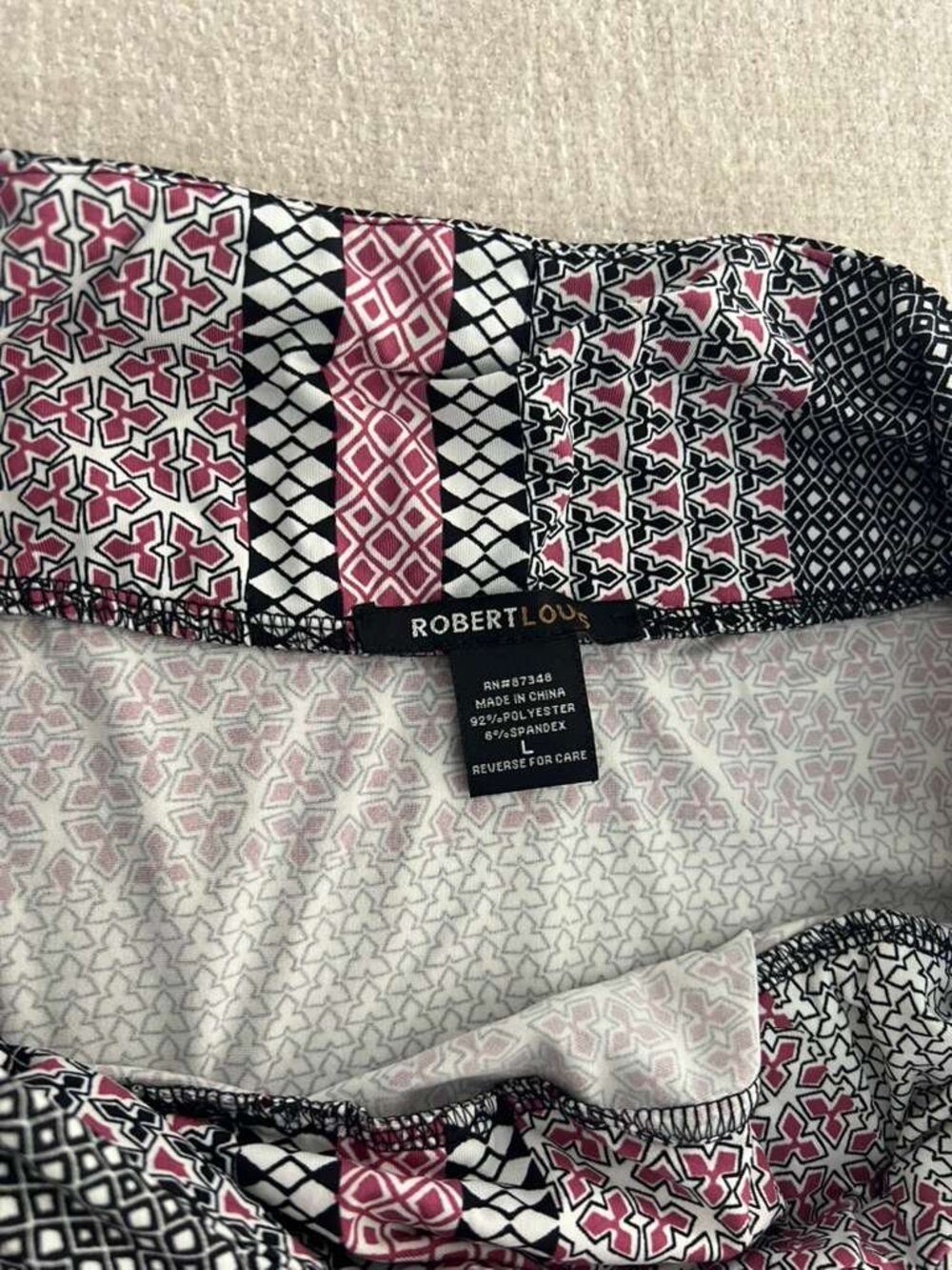 Boho Geometric Print Maxi Skirt Belted Flowy Stretch Size L - Picture 6 of 7